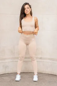 Ladies Ribbed Seamless Leggings (Nude)