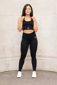 Ladies Ribbed Seamless Leggings (Black)